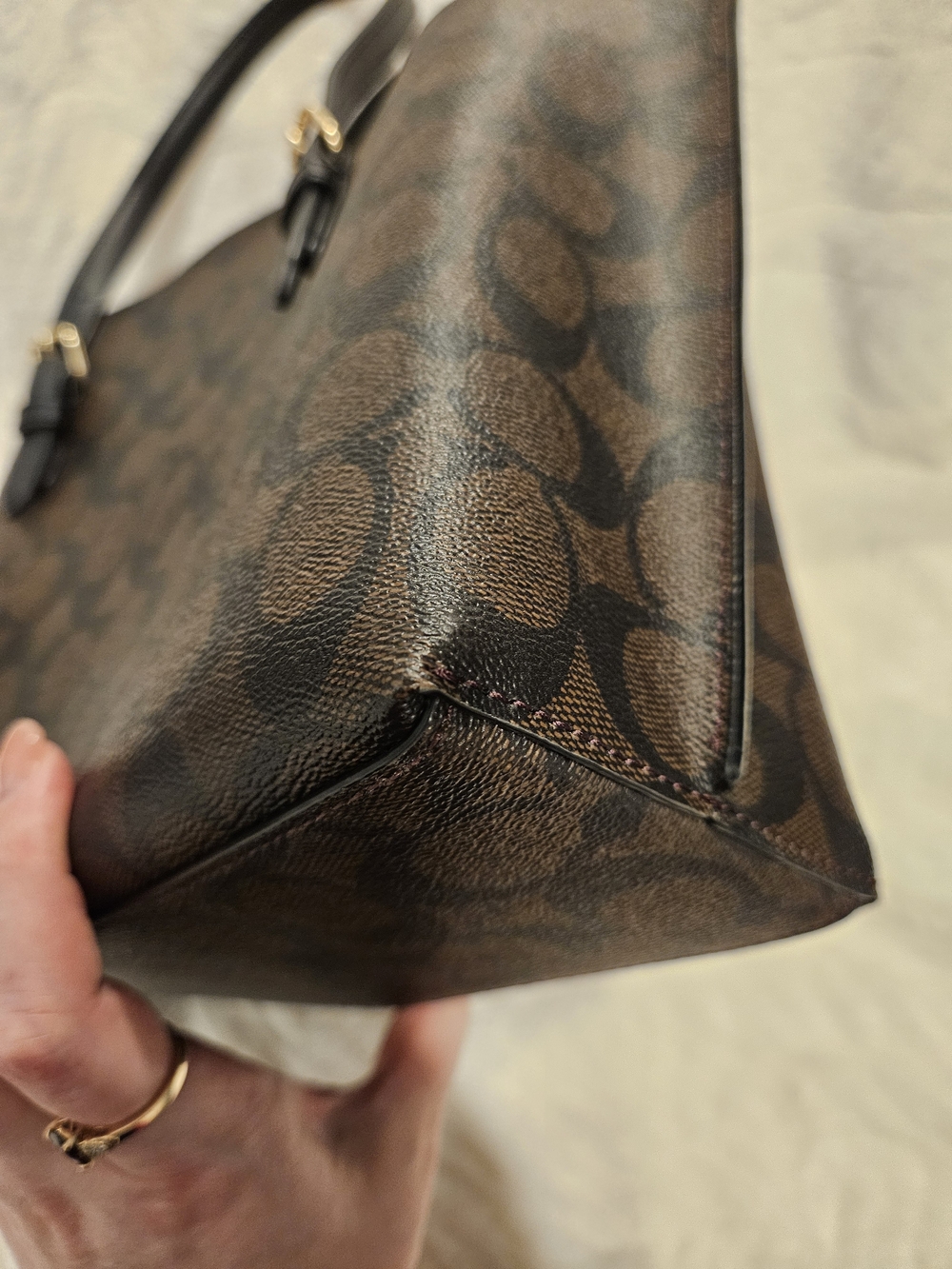 Coach Mollie 25 Tote Bag In Dark Brown Signature Canvas - Picture 6 of 12